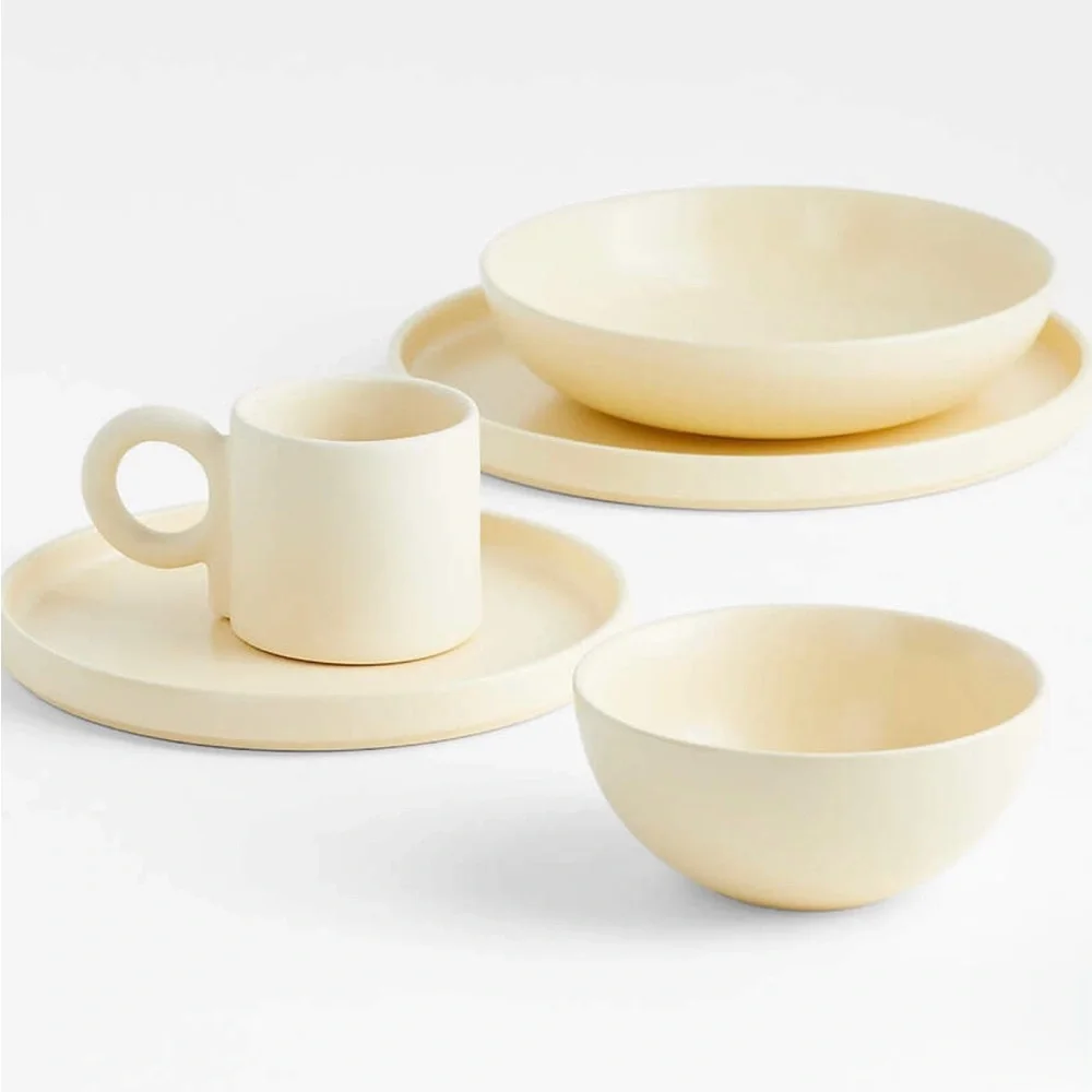 New! Crate&Barrel Butter Yellow 9” Dinner Bowl by Molly Baz, Set of 4